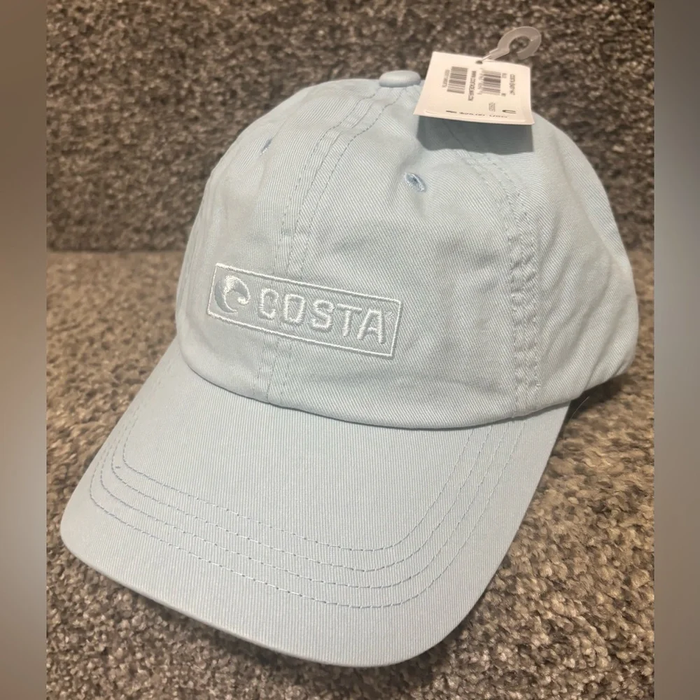 NWT Costa Light Blue Embroidered Logo Easy Hat/ Baseball Cap